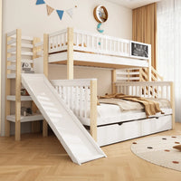 Kids Bed, Bunk Bed, Multifunctional, with Stairs and Storage Cabinets