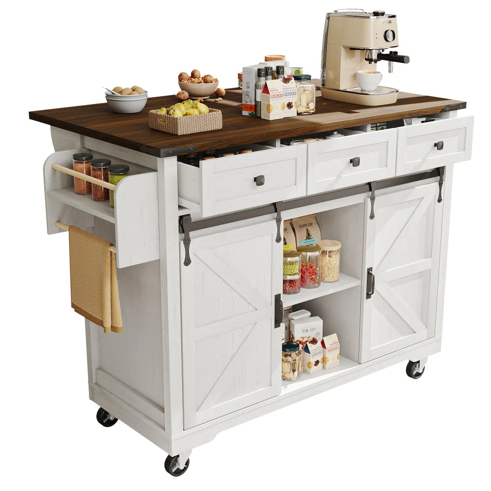 Kitchen Island, Dining Trolley with Pull-out Worktop