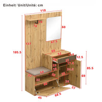 110 X 185, 5 X 37cm Compact Wardrobe, with Mirror and Cushions