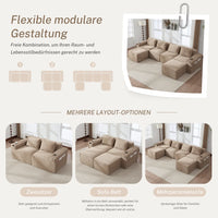 4-Seater Modular Corduroy Sofa Set with 2 Stools