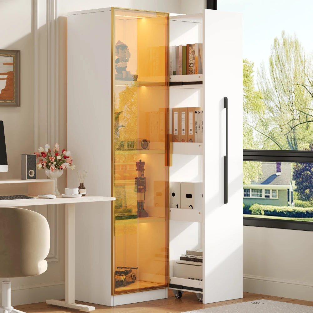 70×40×160cm Modern Large Showcase with Glass Doors