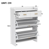 75x24x108.5cm Shoe Cabinet with Folding Compartments & 2 Drawers
