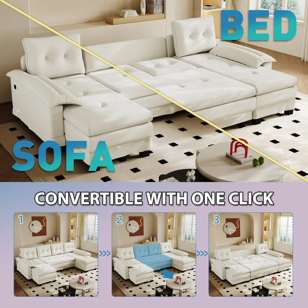 278cm U-Shaped Modular Sofa Bed