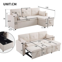 L-shaped Upholstered Sofa Bed with Sleeping Function