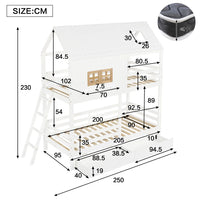 90x200cm Children Bunk Bed, with Beautiful Window and Roof