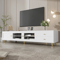 170×40×43 Cm Modern TV Lowboard, White TV Sideboard with 2 Drawers