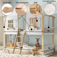 Bunk Bed, Children's Cot, Beautiful Window and Roof, Stable Slat Grille