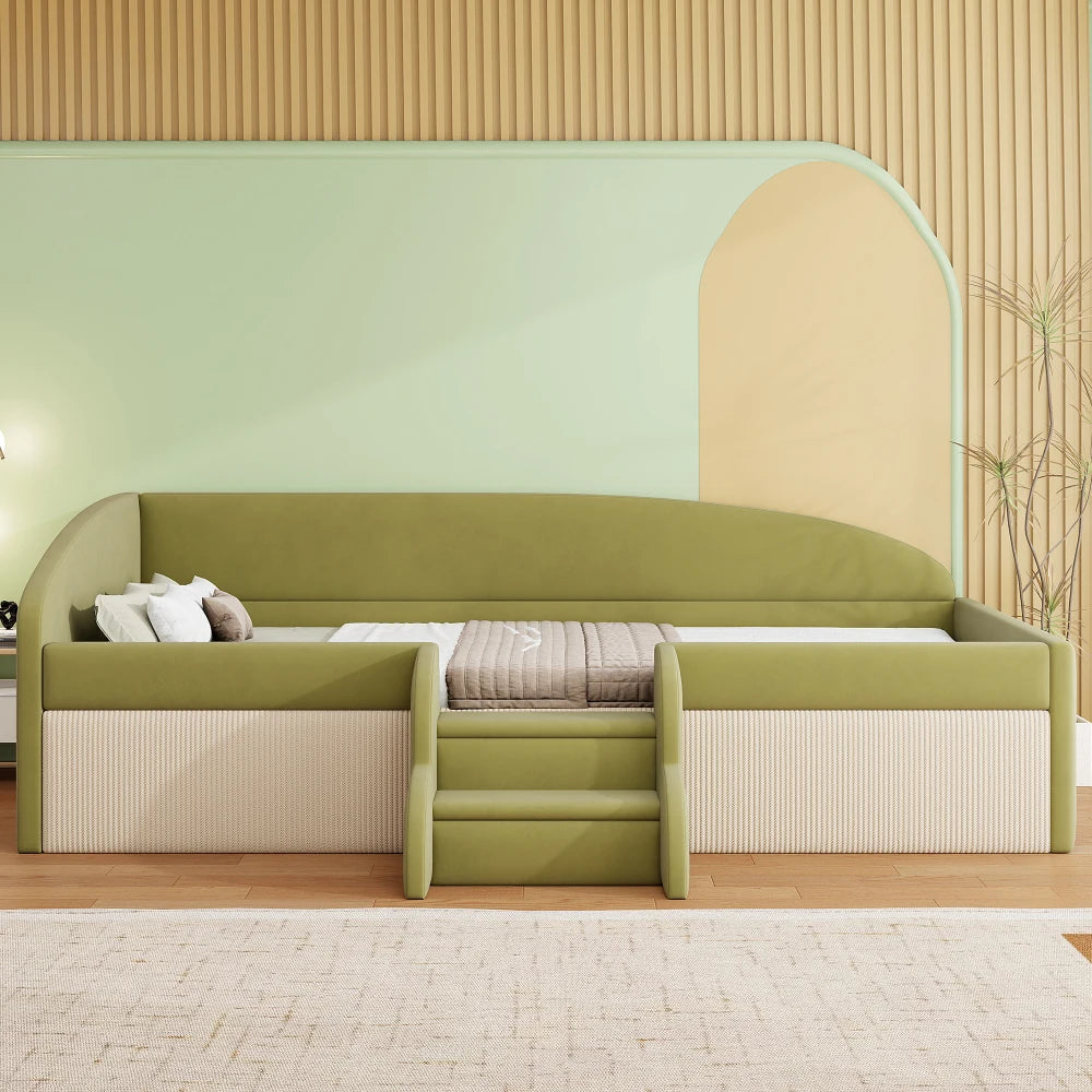 90*190cm Lovely Upholstered Sofa Bed, with Stairs and Fences