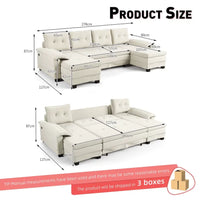 278cm U-Shaped Modular Sofa Bed