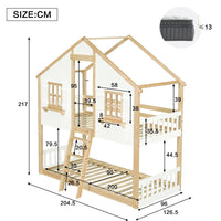Bunk Bed, Children's Cot, Beautiful Window and Roof, Stable Slat Grille