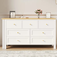 Desk with 7 Drawers Chest of Drawers -2-in-1 Turntable and Sideboard