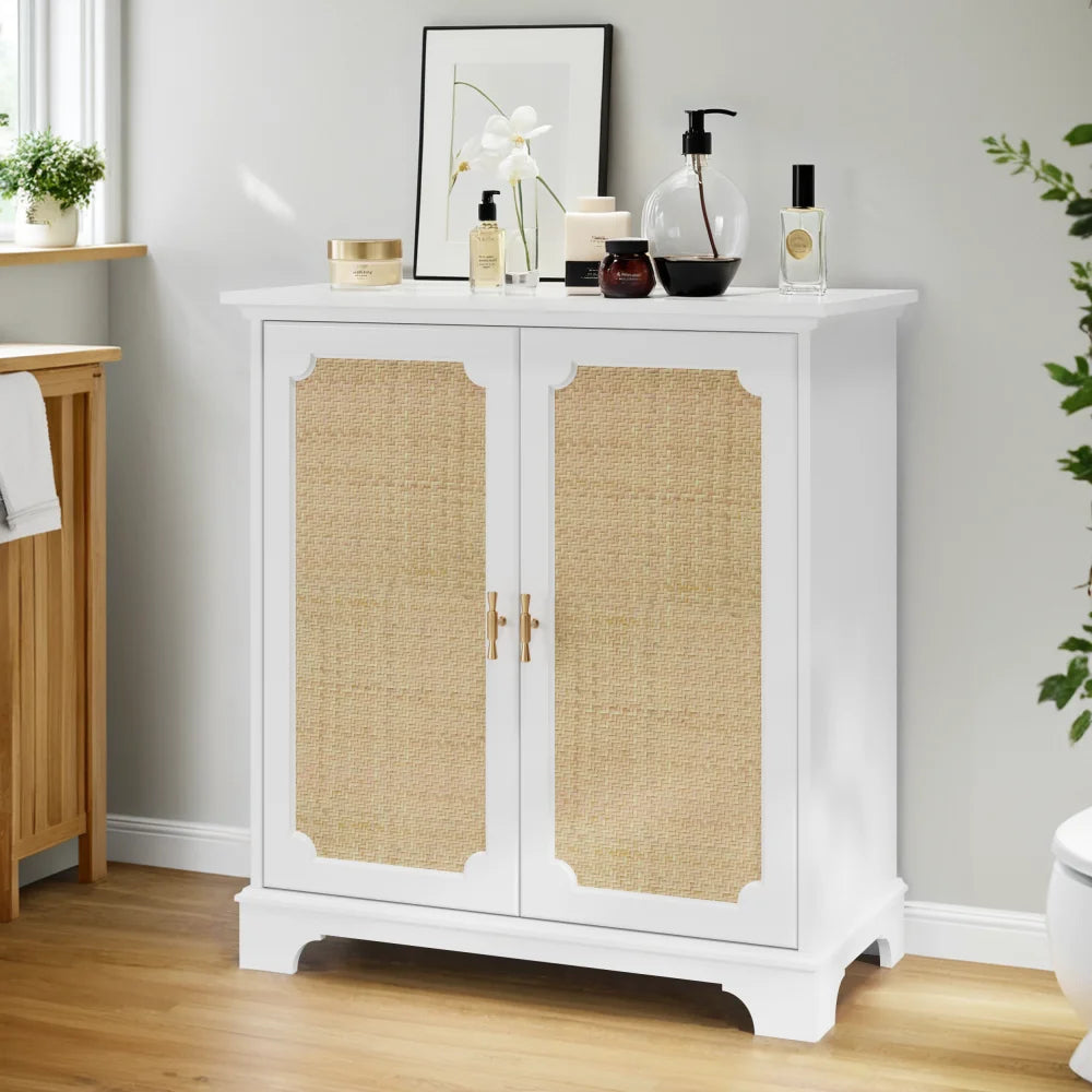 Sideboard, Buffet, Wine Cabinet with Rattan Doors, Kitchen Buffet
