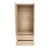70x55x170cm Double Door Wardrobe with Artificial Rattan Doors