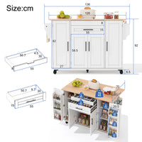 Mobile Kitchen Island, Kitchen Trolley, Extendable Worktop Up To 70cm