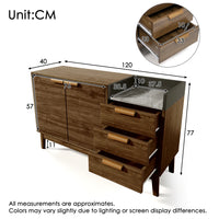 Living Room Chest of Drawers in Oak Decor with Marble Optics Plate