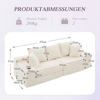Modular Corduroy Compression Sofa Bed