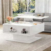 80*75*40cm Geometric Coffee Table with Hydraulic Lift