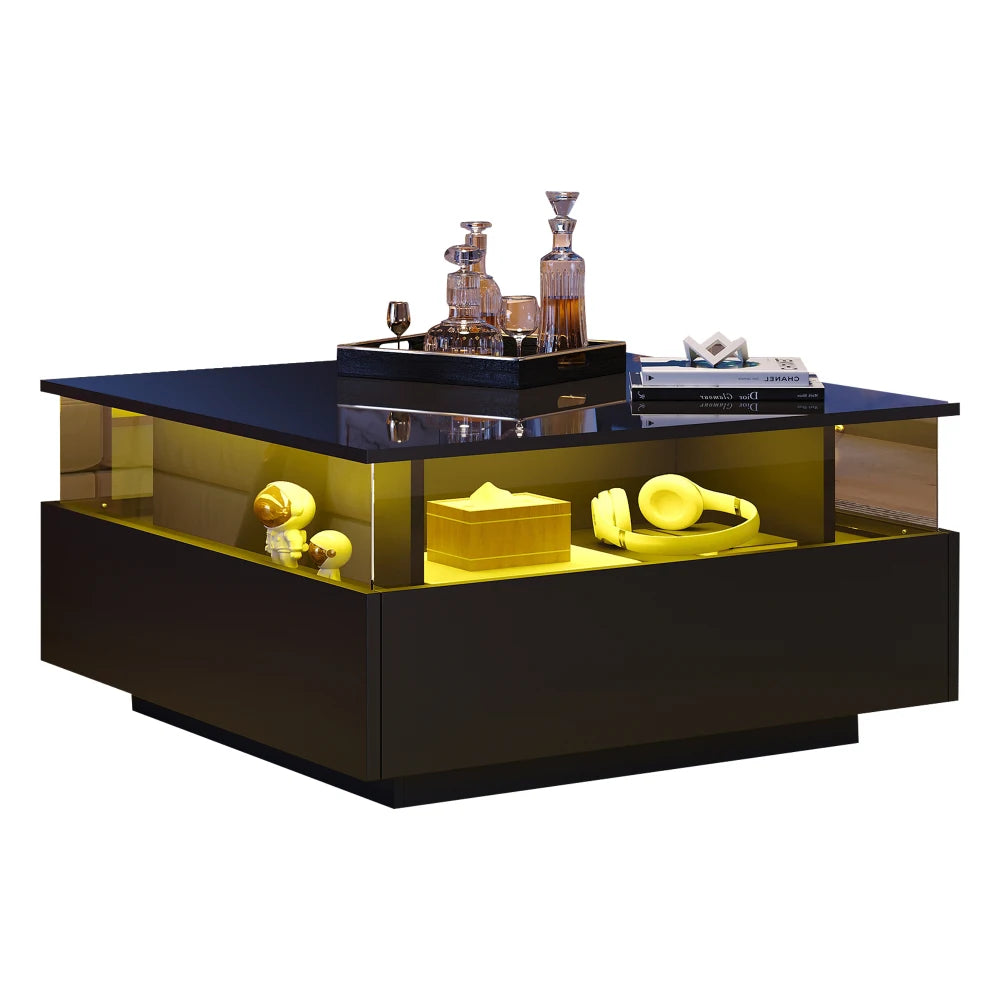 70*70*41cm Modern High Gloss LED Coffee Table
