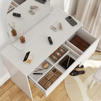 Modern White Makeup Vanity Table with Mirror