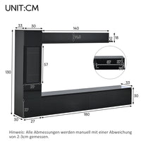 3-Piece TV Living Wall Set with LED Lighting, High Gloss Furniture Set