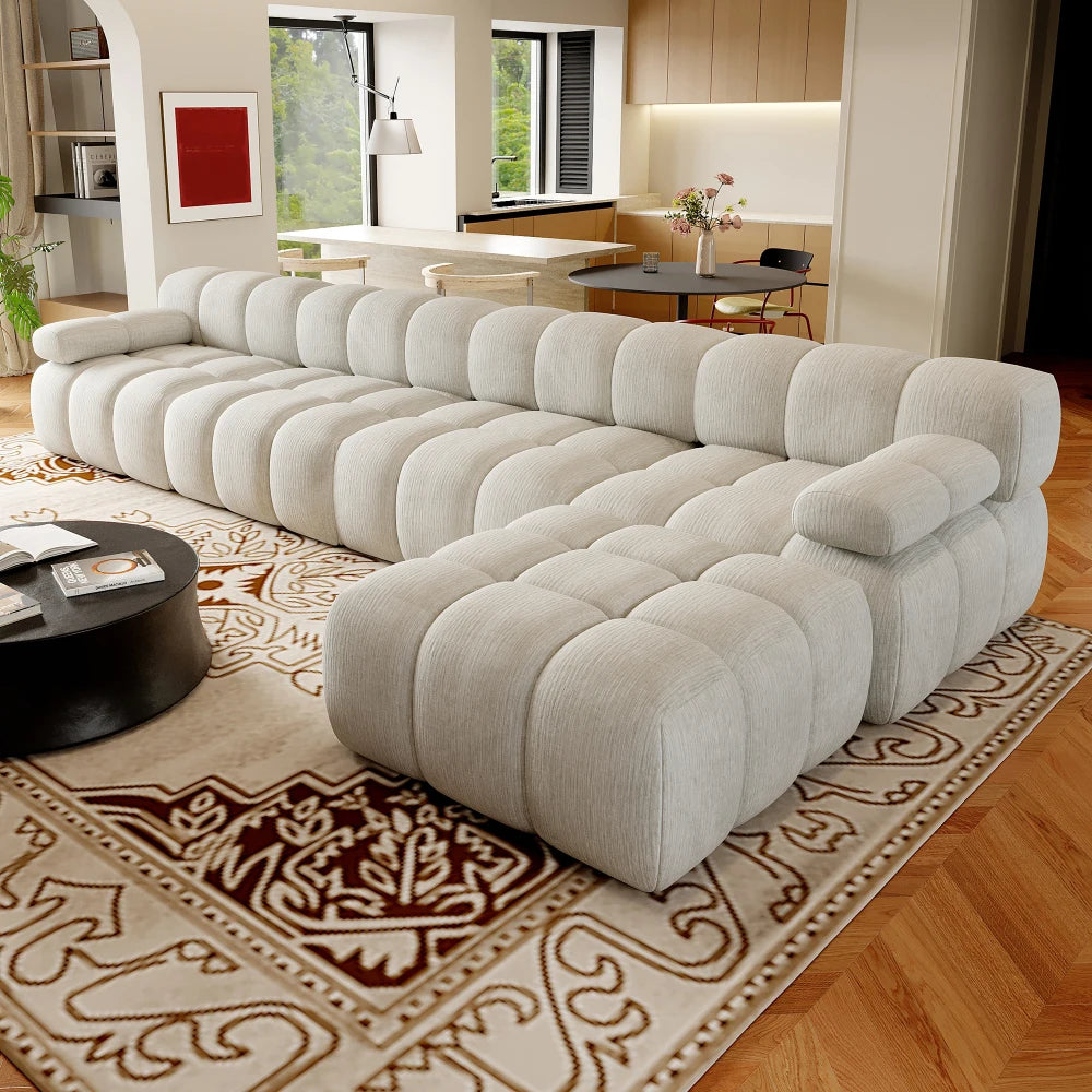 400cm L-Shape Corner Foam Boneless Compression Sofa