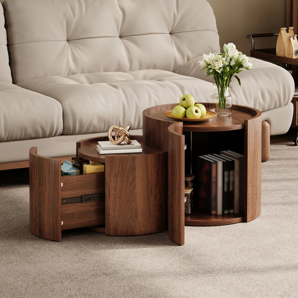 Round Coffee Table with Storage Room