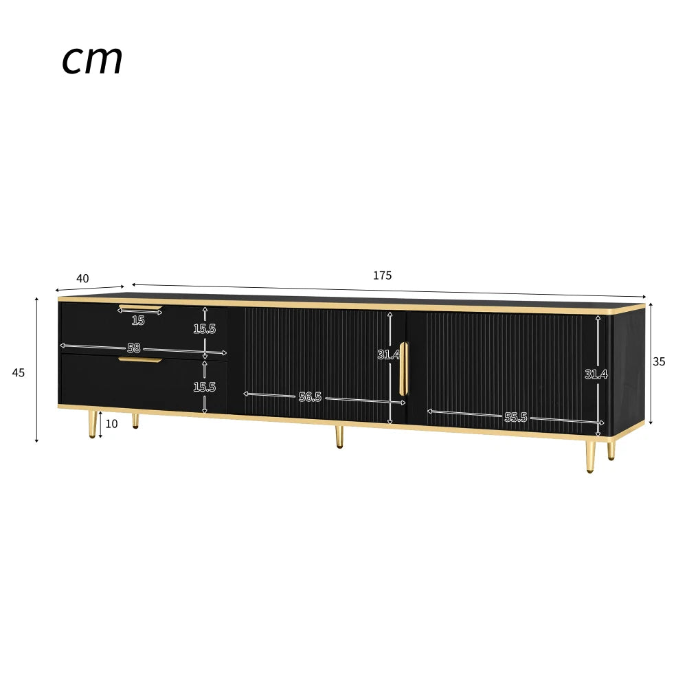 L175×W40×H45cm Modern TV Cabinet, Lowboard, Carved Structure