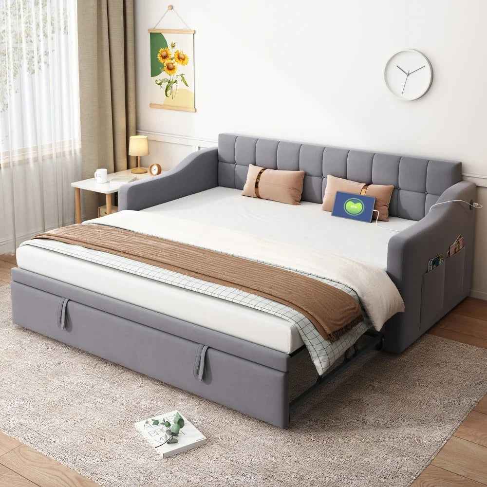 Multifunktionel polstret sovesofa, 90x180x190 cm