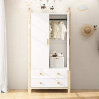 2-door Wardrobe, Wardrobe with Wardrobe Rack, 2 Drawers, for Bedroom