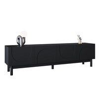 Modern TV Lowboard, TV Cabinet with Curved, Corrugated Doors