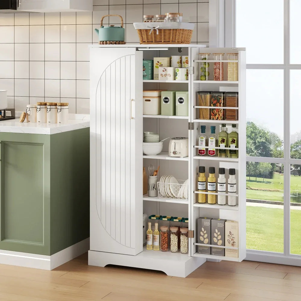 60×35×128cm, kitchen Cabinet with LED Sensor Light