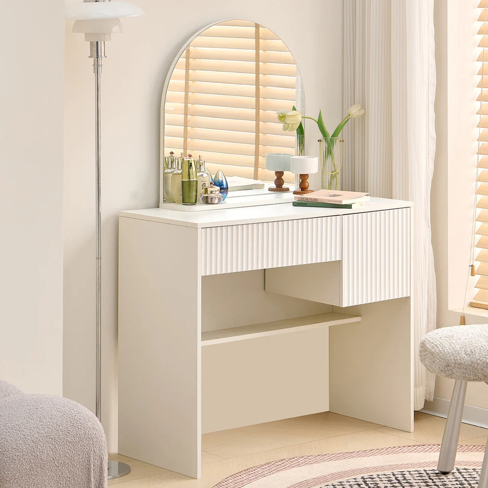 Modern White Makeup Vanity Table with Mirror