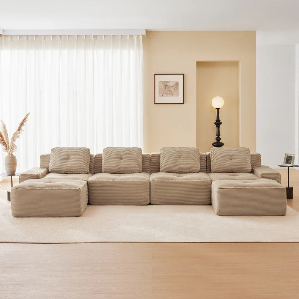 4-Seater Boneless Modular Sofa with U-Shaped Chair Length