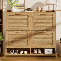 108.5×24×100cm Modern Shoe Cabinet with Wooden Doors