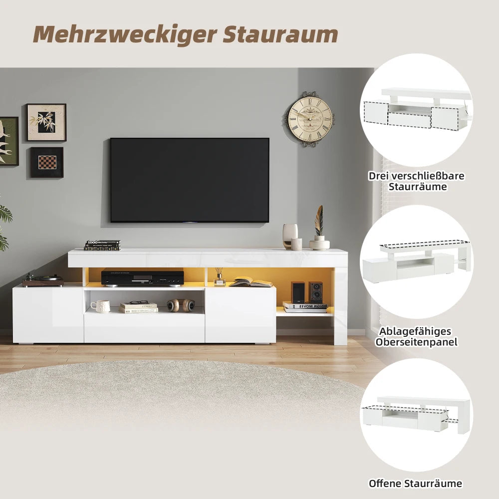 192*37*53cm Modern Living Room TV Cabinet with 3 Cabinets