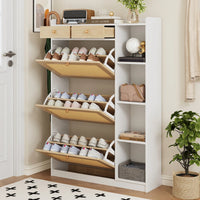 90x24x130cm Narrow Rattan Shoe Cabinet