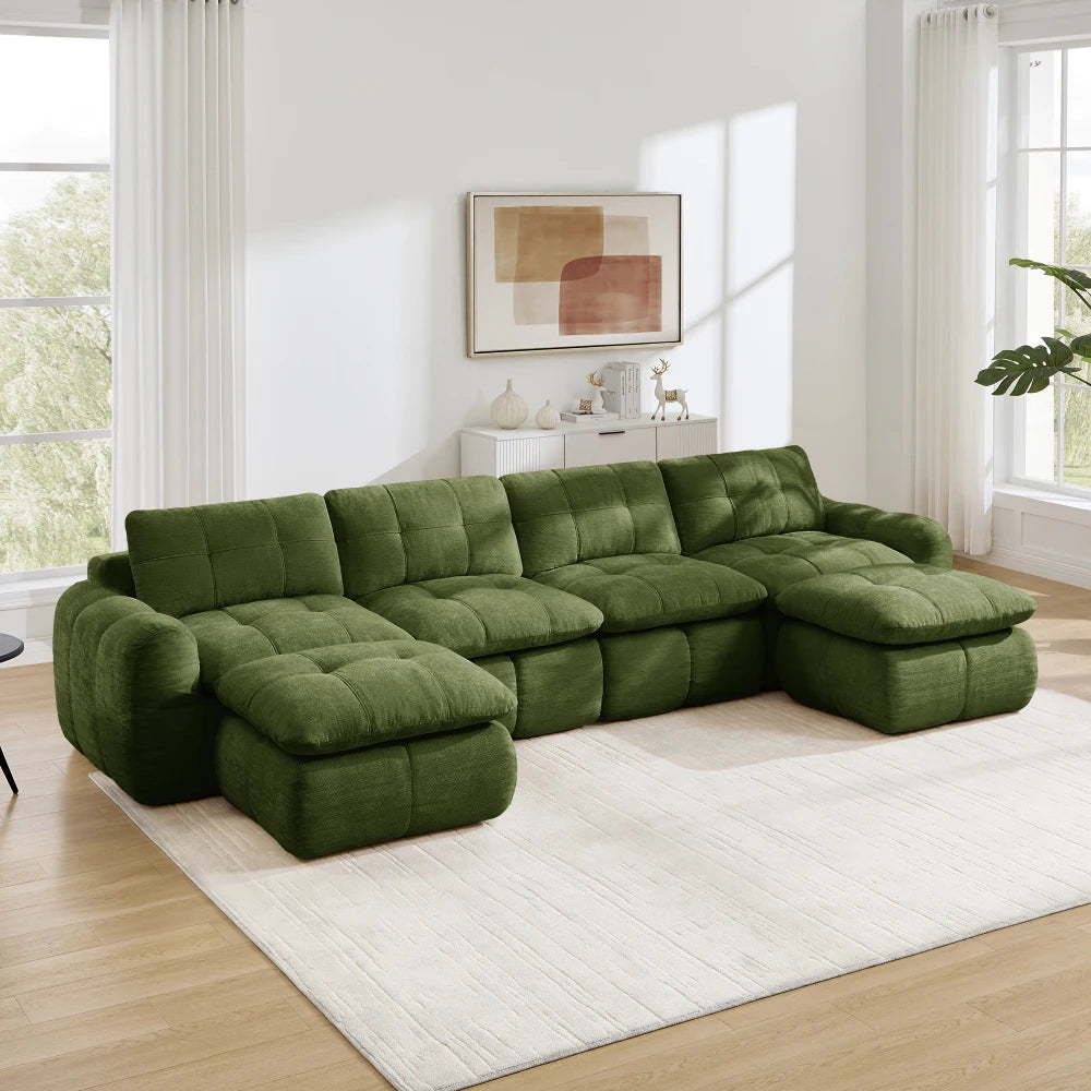 Rammeløs modulsofa til 4 personer, U-form