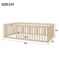 90x200cm Modern Wooden Bed Frame with Savety Fence, Children's Bed, Cot