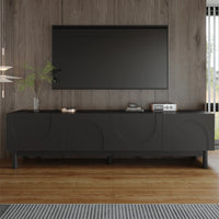 Modern TV Lowboard, TV Cabinet with Curved, Corrugated Doors