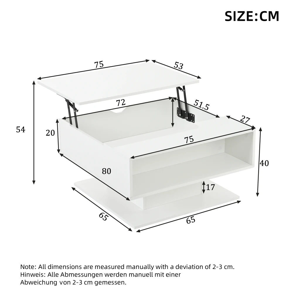 80*75*40cm Geometric Coffee Table with Hydraulic Lift