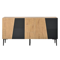 160x40x80cm Wood Effect Black Sideboard Cabinet