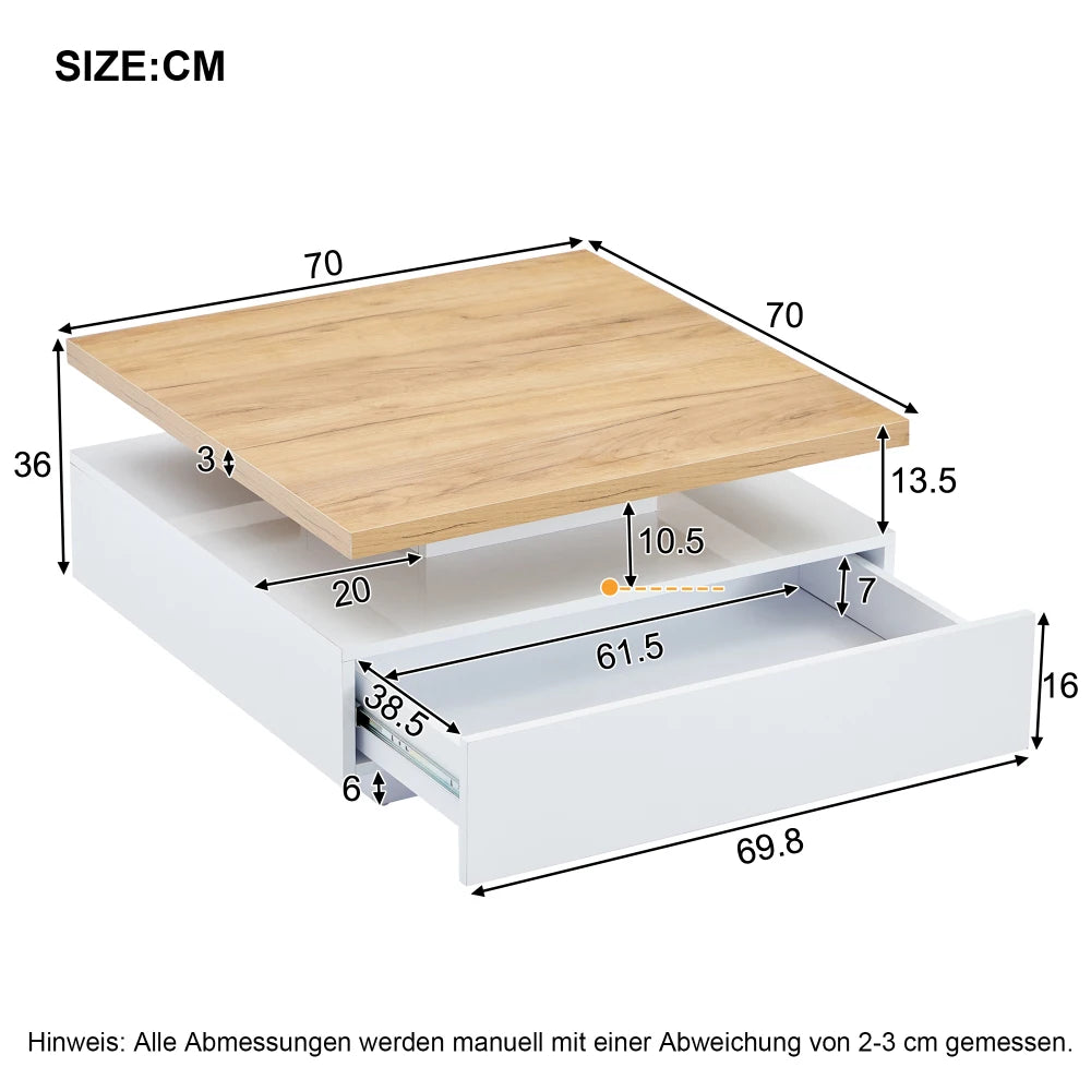 Multifunctional Square 360° Swivel Coffee Table