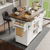 Kitchen Island, Dining Trolley with Pull-out Worktop