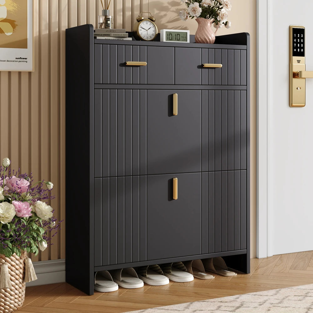 Skoskab 75x24x108,5 cm med vipperum og 2 skuffer