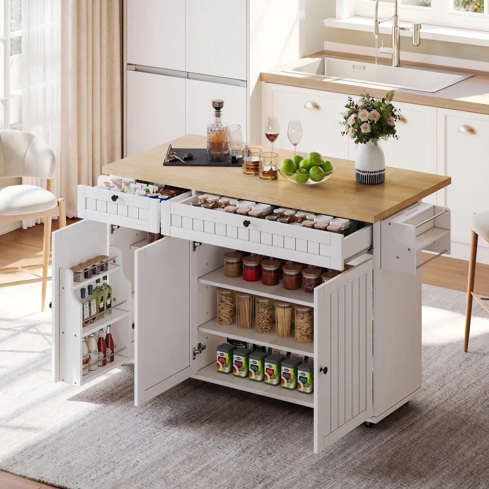 Kitchen Island with Folding Worktop