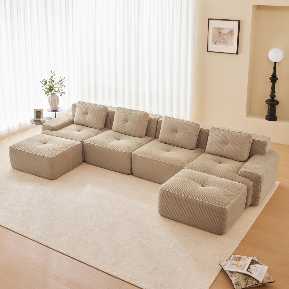 4-Seater Boneless Modular Sofa with U-Shaped Chair Length