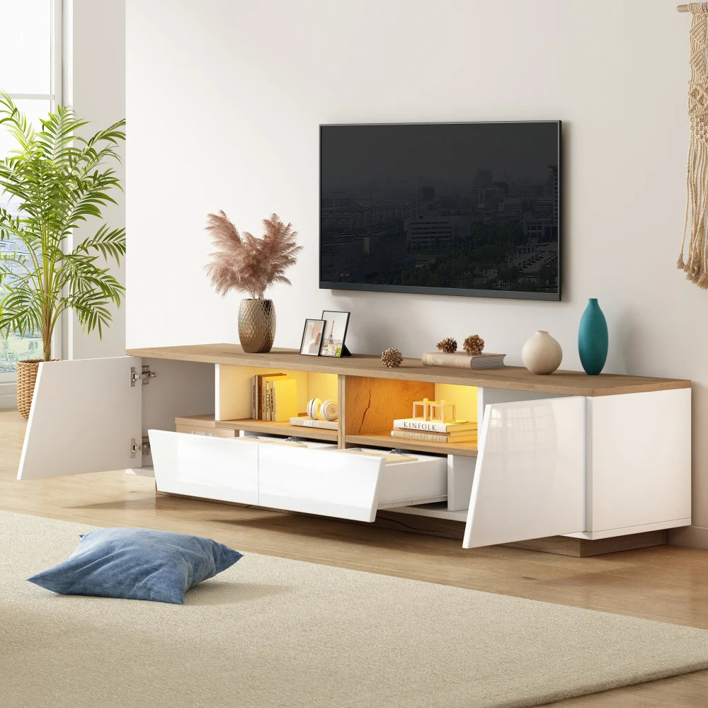 180*40*46cm TV Cabinet with 2 Drawers and LED