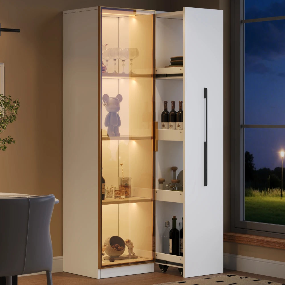 70×40×160cm Modern Large Showcase with Glass Doors