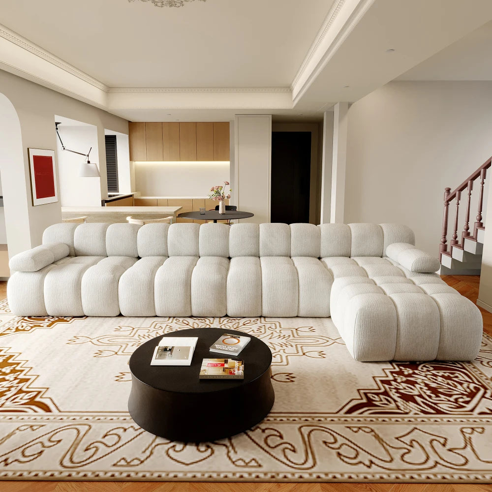 400cm L-Shape Corner Foam Boneless Compression Sofa