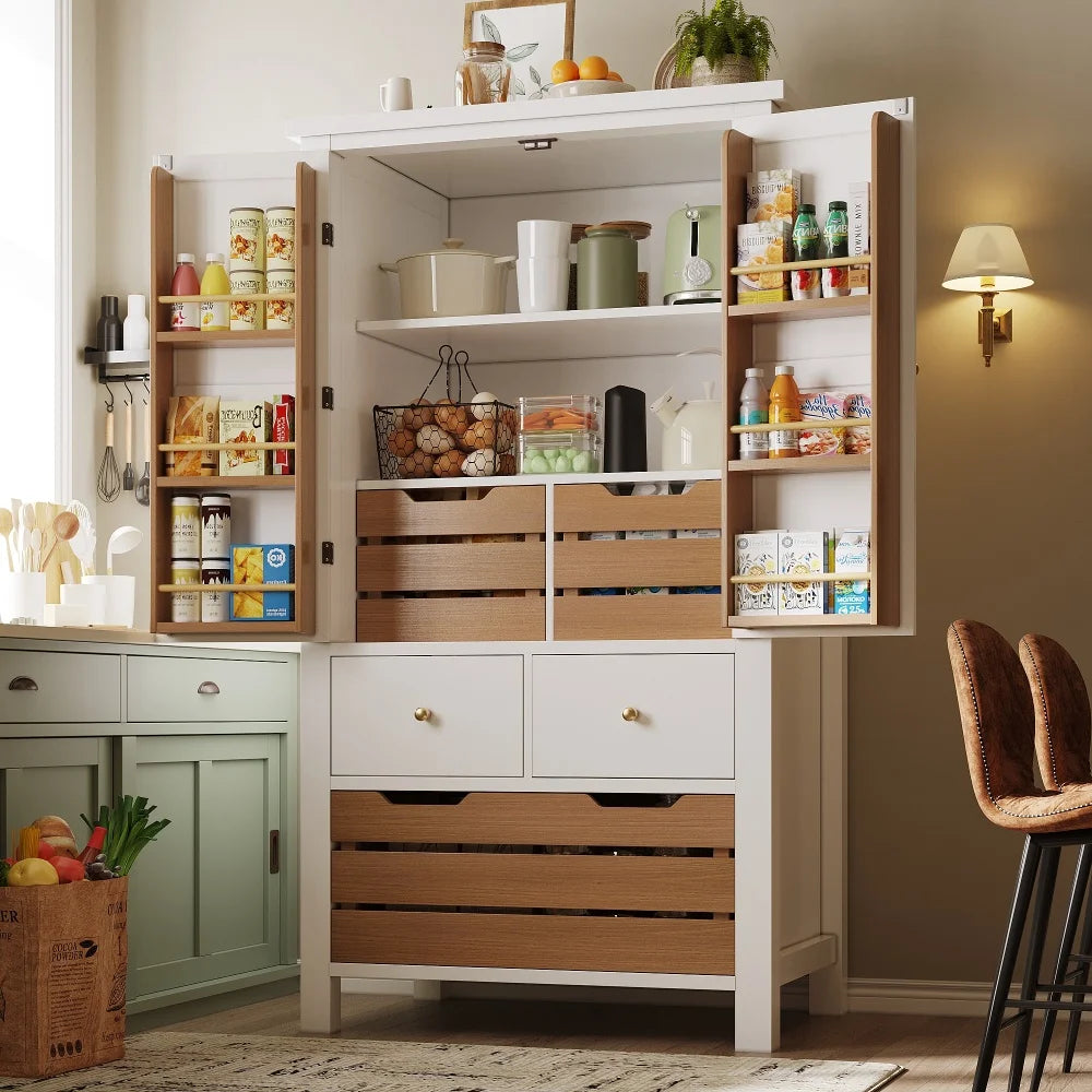 80x40x140cm Kitchen Cabinet, Multi-purpose Buffet, Snack Cabinet